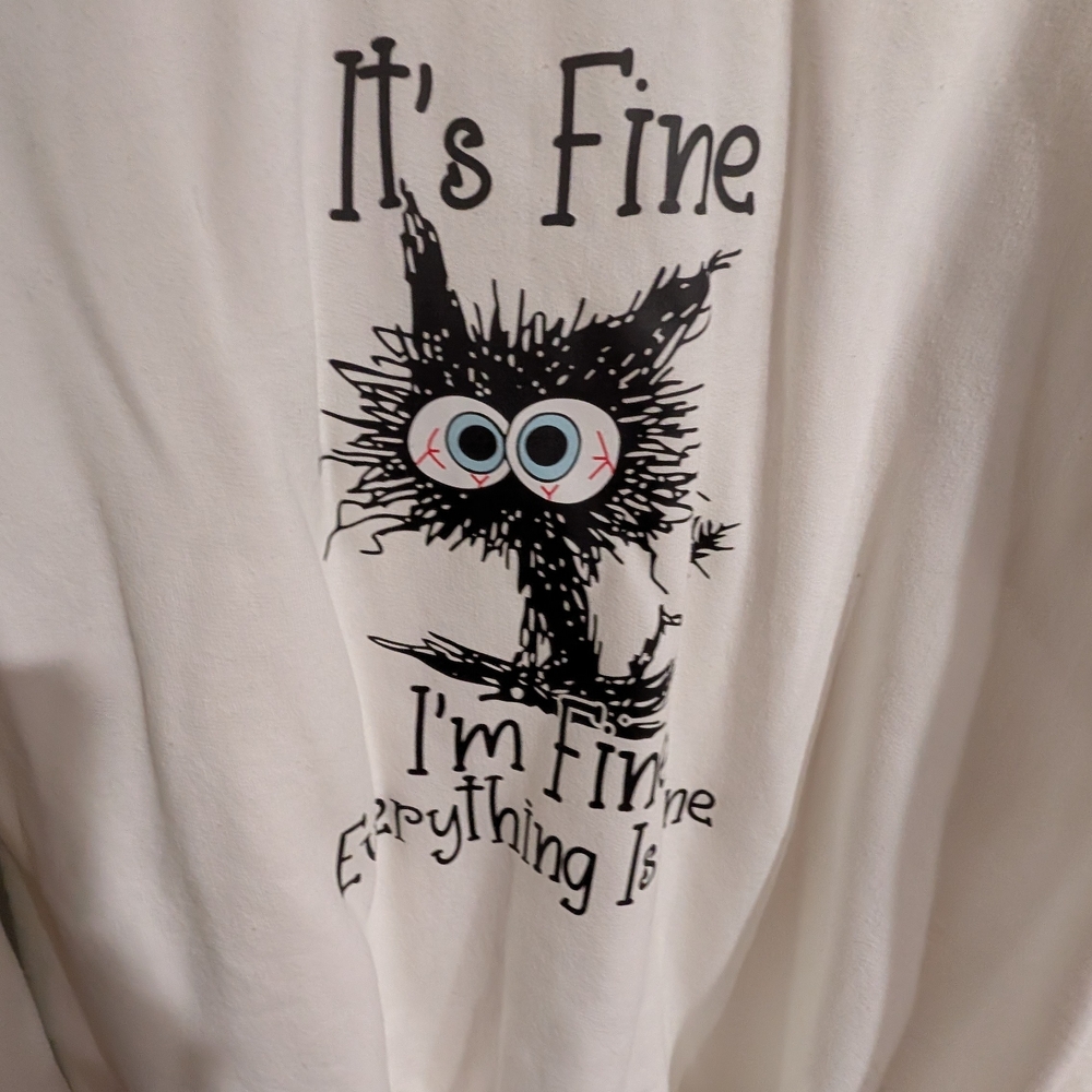 Gildan White Sweatshirt with Black Cat Design